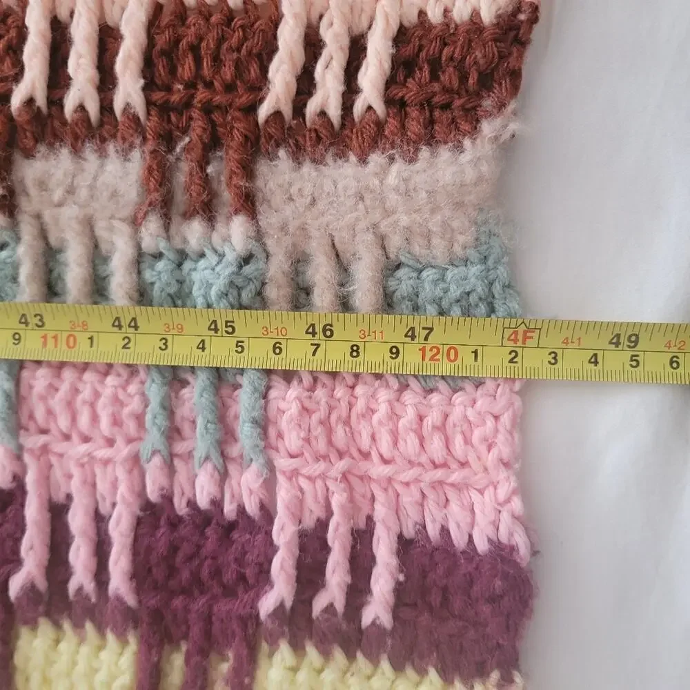 Vintage Hand Made Crochet Striped Lap Blanket Handmade